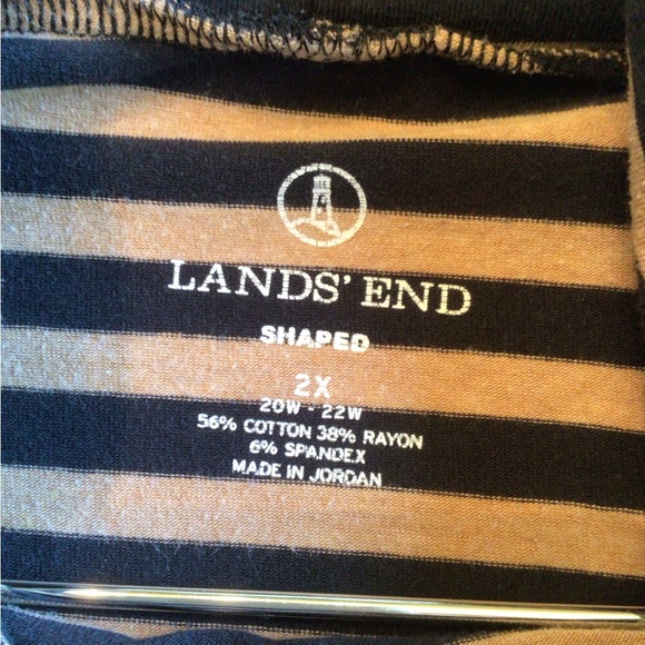 Lands’ End 2X back & tan striped cowl neck cotton basic top - Picture 5 of 5
